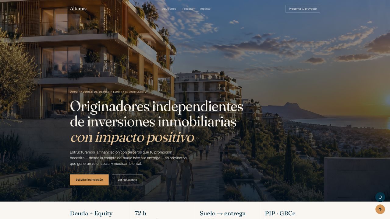 Portada de la web Altamis