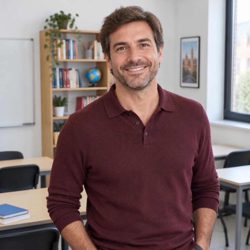 Retrato generado con IA para el ejemplo ficticio de Academia Impulsa