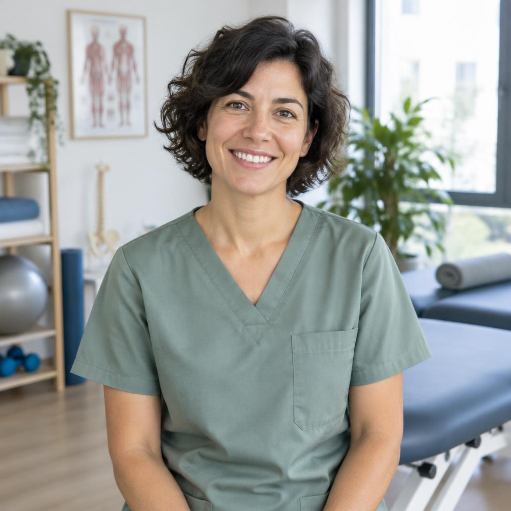 Retrato generado con IA para el ejemplo ficticio de Clínica Fisio Vital